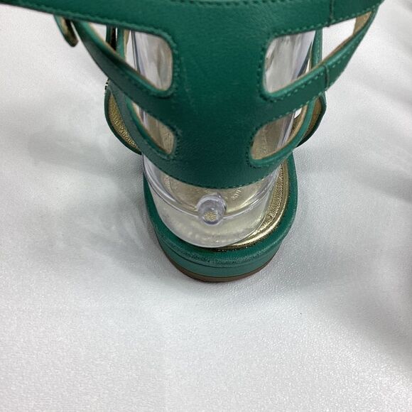 CHANEL Interlocking CC Logo Leather Gladiator Sandals Green Size EU 39.5 8.5US - Picture 10 of 17